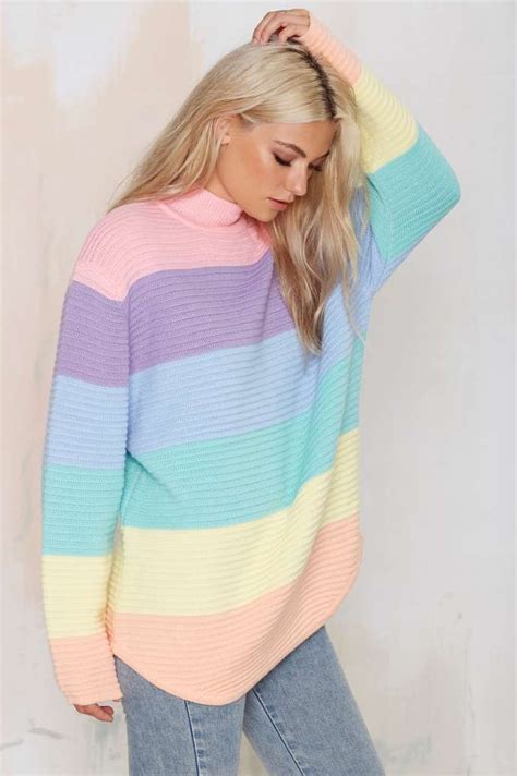 oversized pastel rainbow sweater